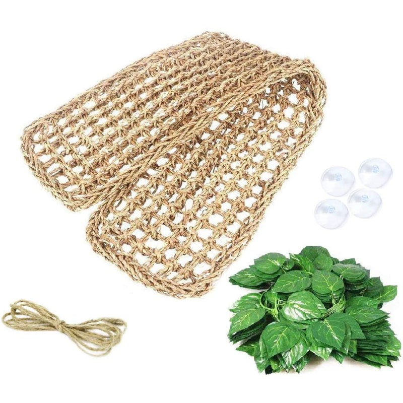 kathson Bearded Dragon Hammock, Natural Seagrass Reptile Hammock, Reptile Lounger Bearded Dragon Tank Accessories for Chameleons, Lizards, Geckos, Snakes, Lguana Reptiles, Geckos (29.52 x 7.08 inches) - Image 1